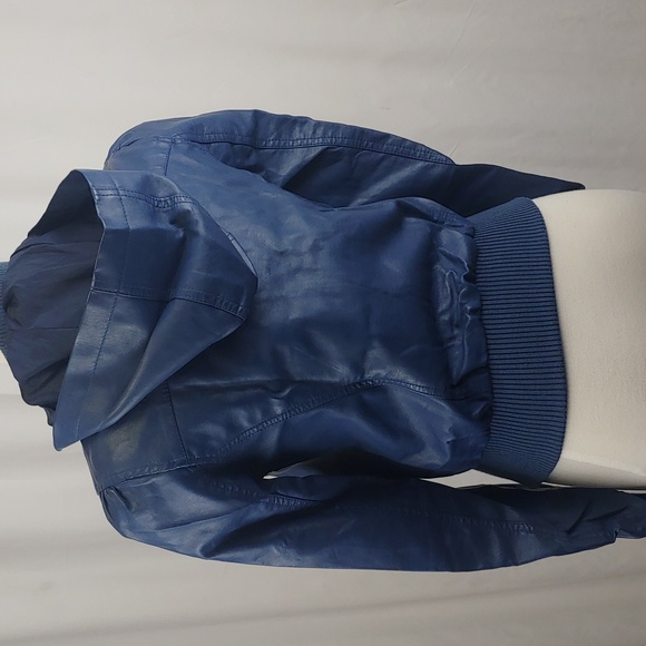 Guess- Faux Leather Jacket, Blue, Medium - Picture 4 of 6